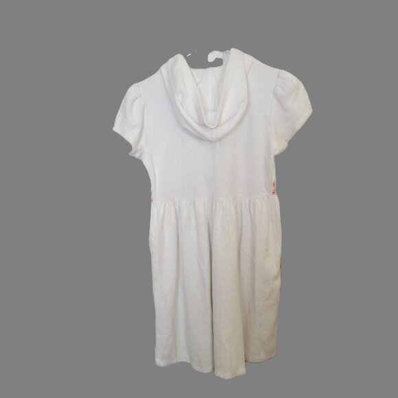 Gymboree Hooded Robe Short Sleeves Full Zipper Pockets White Large 10-12 New - Picture 4 of 11